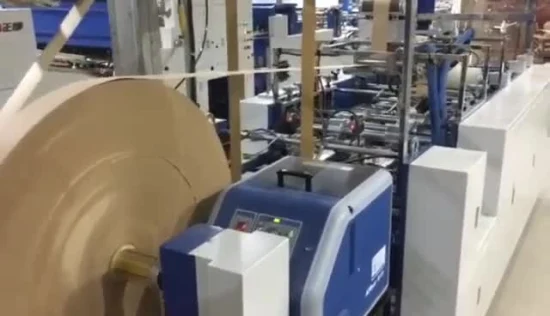 Macchina per l'assemblaggio di fogli digitali completamente automatica di marca Zenbo per la realizzazione di sacchetti di carta Kraft per la spesa artigianale in cemento marrone con fondo quadrato